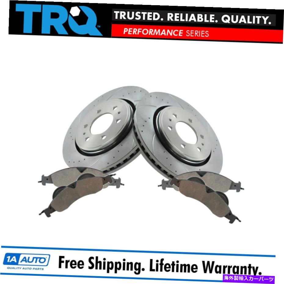brake disc rotor TRQパフォーマンスブレーキロータードリル＆スロットコーティングセラミックパッドフロントキット TRQ Performance Brake Rotor Drilled & Slotted Coated Ceramic Pad Front Kit【並行輸入品】
