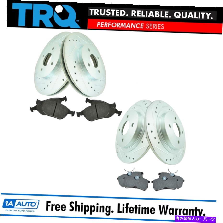 brake disc rotor フロント＆リアポーシセミメタリックブレーキパッドとパフォーマンスドリルスロットローター Front & Rear Posi Semi Metallic Brake Pads & Performance Drilled Slotted Rotor【並行輸入品】