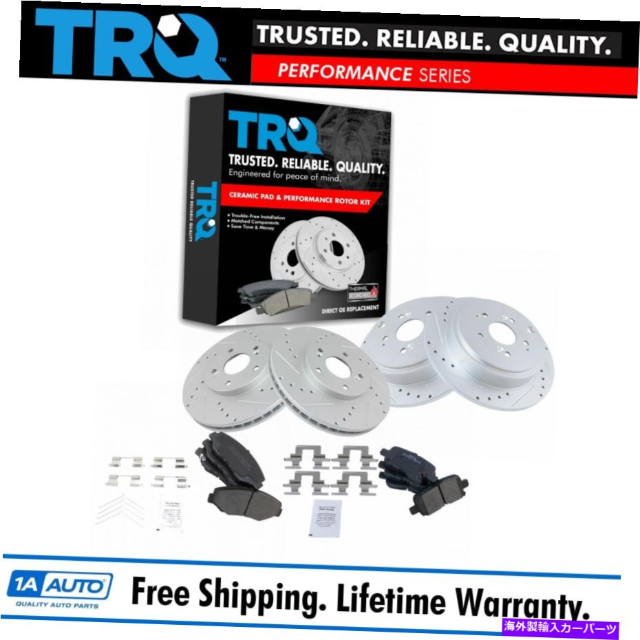 brake disc rotor TRQパフォーマンスドリルスロットスロットブレーキローターとセミメタリックパッドフロントおよびリアキット TRQ Performance Drilled Slotted Brake Rotor & Semi-Metallic Pad Front & Rear Kit【並行輸入品】