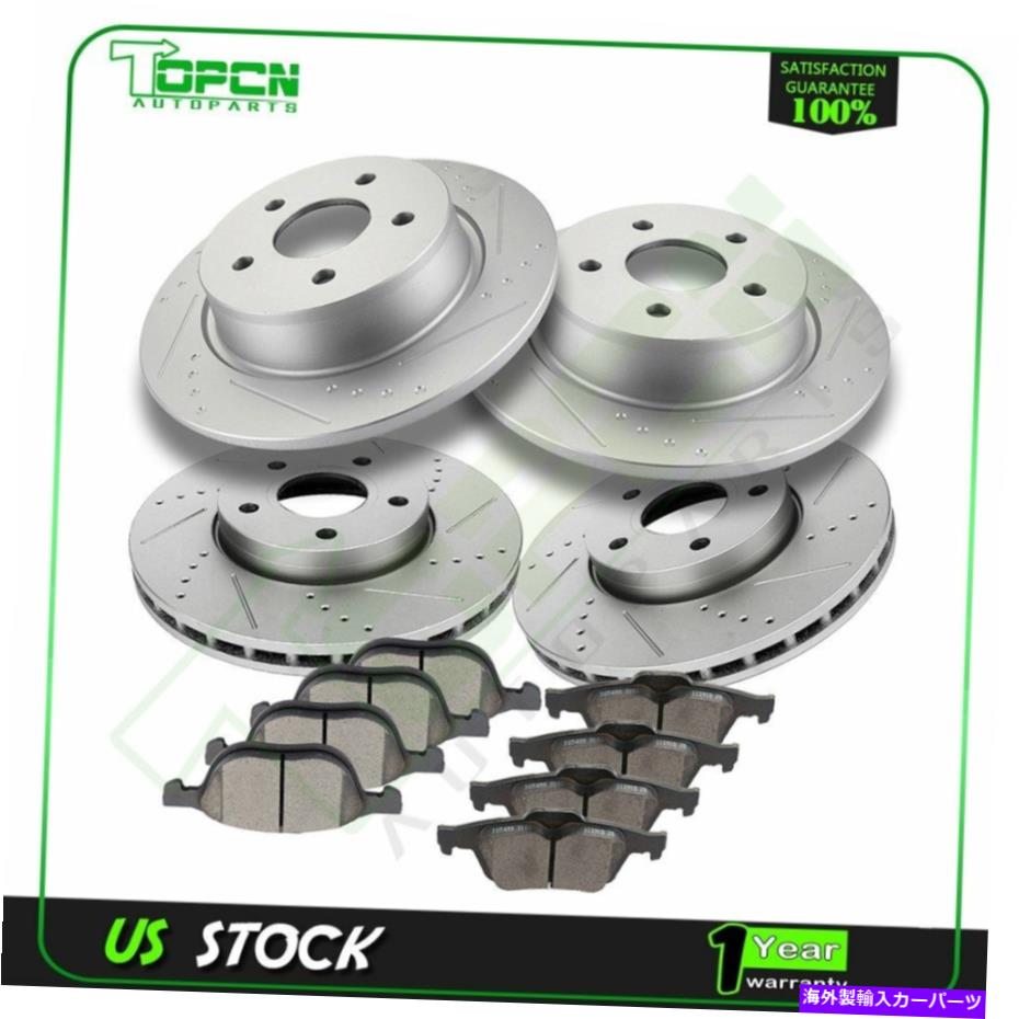brake disc rotor 2013-201Ford C-Maxのためにブレーキセラミックパッドとローターフロント&リアスロット Brake Ceramic Pads and Rotors Front & Rear Slotted For 2013-201Ford C-Max【並行輸入品】