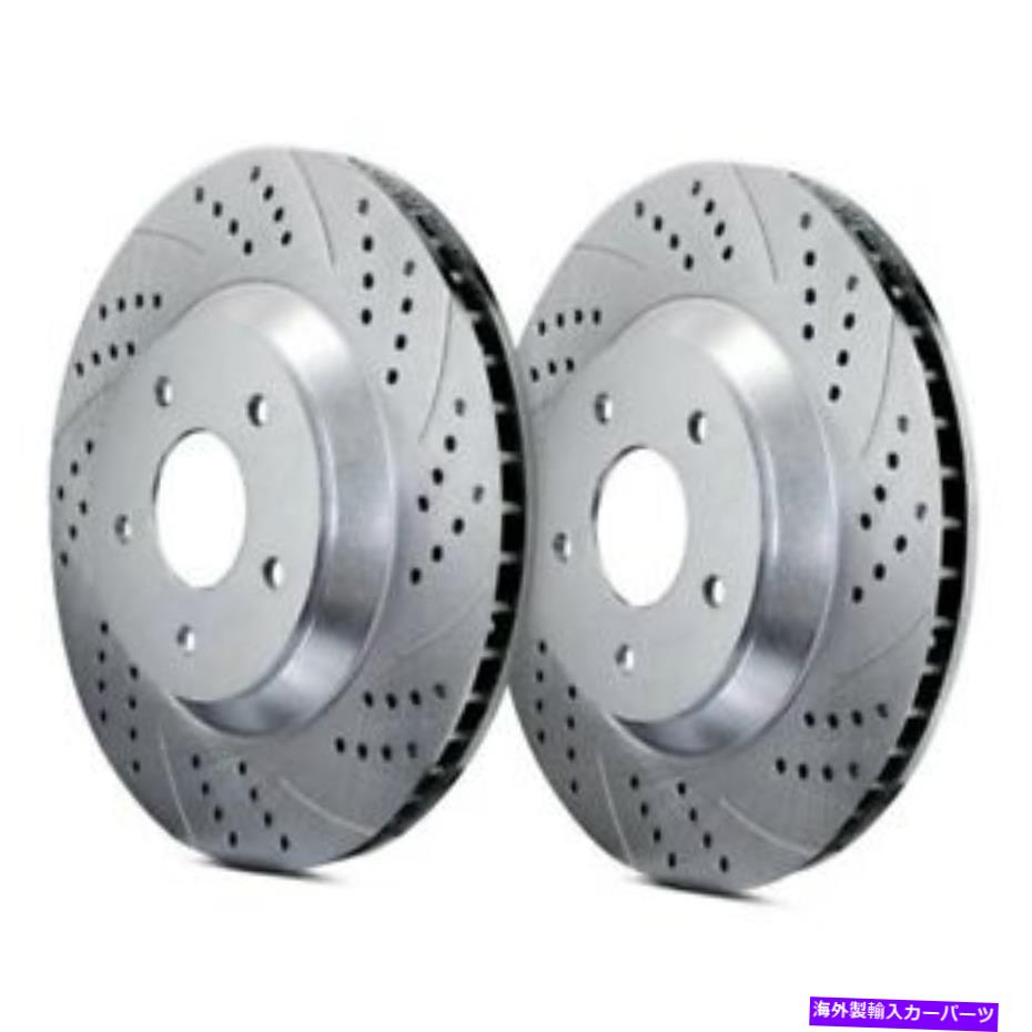 brake disc rotor アウディA4 Quattro 17-19ダブルドリルとスロット付きフロントブレーキローター用 For Audi A4 Quattro 17-19 Double Drilled & Slotted Front Brake Rotors【並行輸入品】