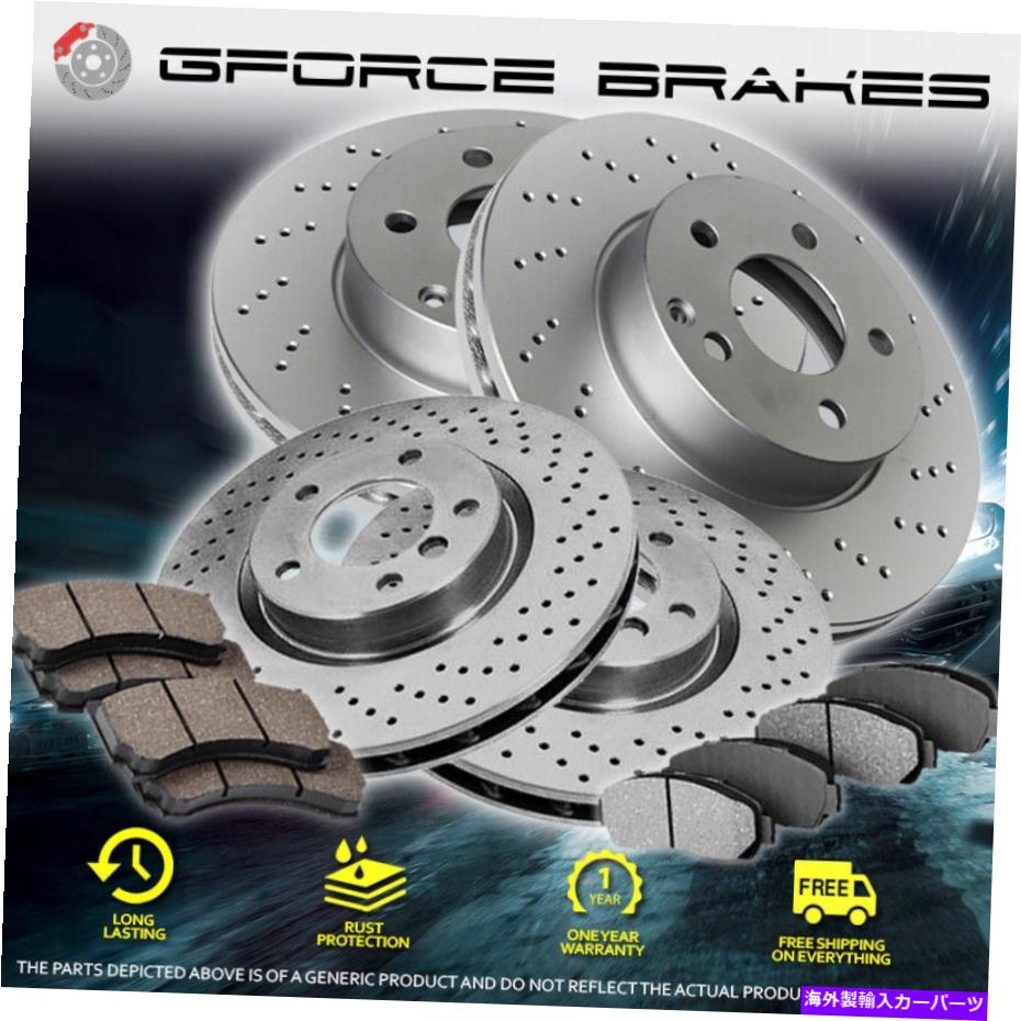 brake disc rotor 1996-1999のフロント +リアクロスドリルローターとセラミックパッドアウディA4 Quattro Front + Rear Cross Drilled Rotors & Ceramic Pads for 1996-1999 Audi A4 Quattro【並行輸入品】