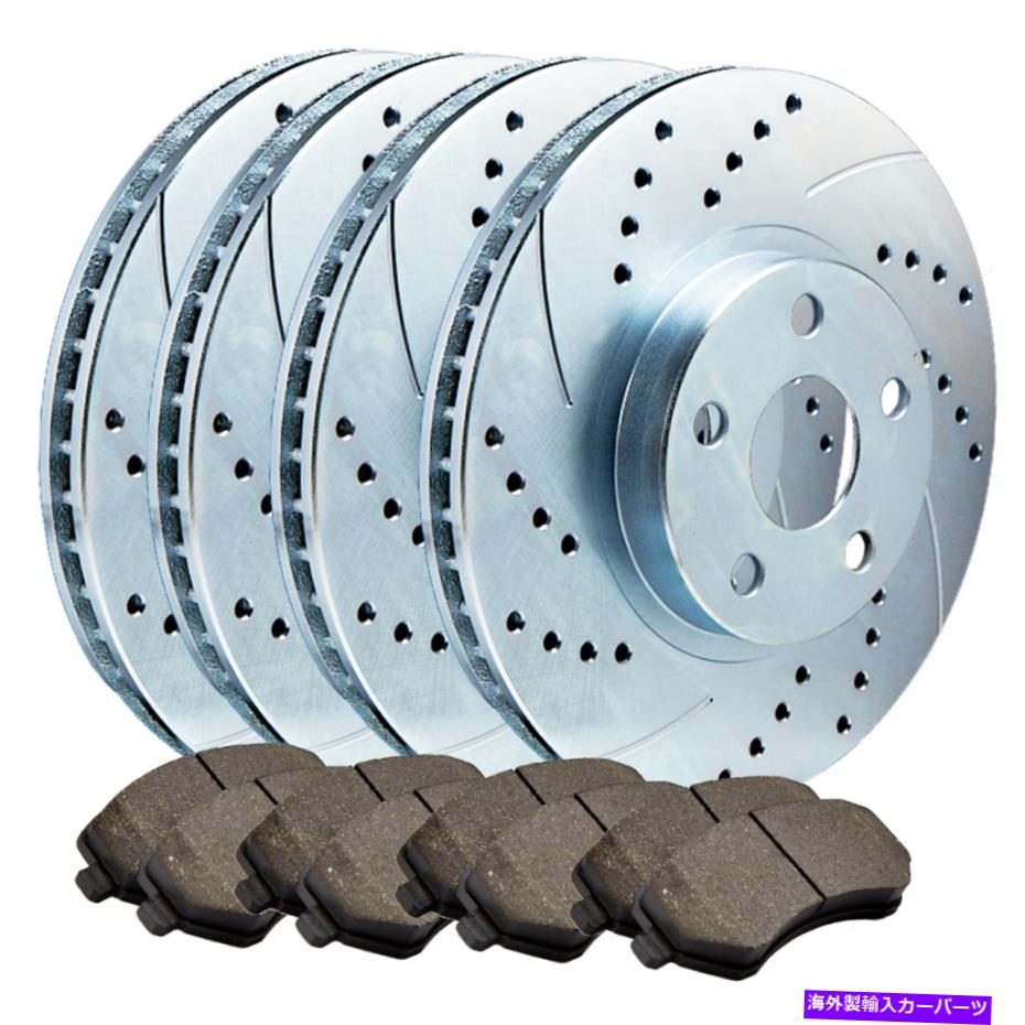 brake disc rotor F+Rダブルドリルスロットスロットコーティングされた亜鉛コーティングプレミアムローターW/セラミックパッドATL054619 F+R Double Drilled Slotted Zinc Coated Premium Rotors w/Ceramic Pads ATL054619【並行輸入品】