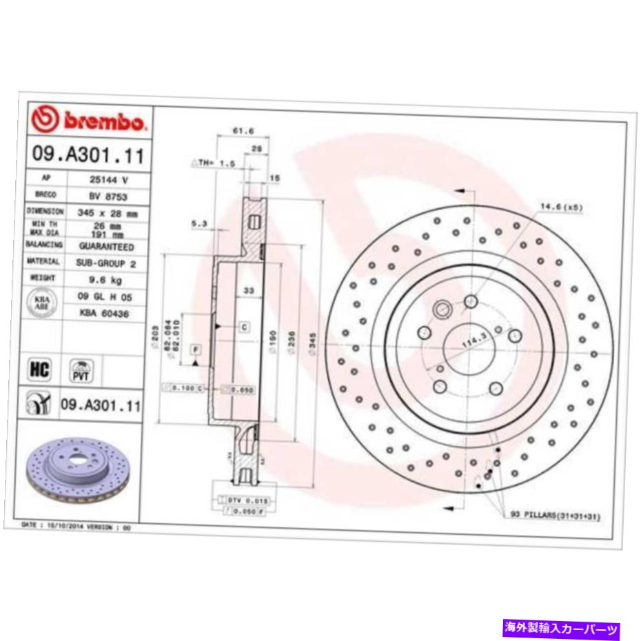 brake disc rotor Brembo 2x穴あきブレーキディスク /イネスベル。コーティング09.A301.11 BREMBO 2x Perforated Brake Discs / Innenbel. Coated 09.A301.11【並行輸入品】