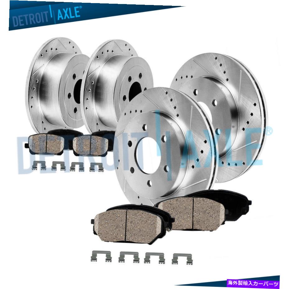 brake disc rotor 日産アルマダタイタンインフィニティQX56用のフロントリアドリルローター +ブレーキパッド Front Rear Drilled Rotors + Brake Pads for Nissan Armada Titan Infiniti QX56【並行輸入品】