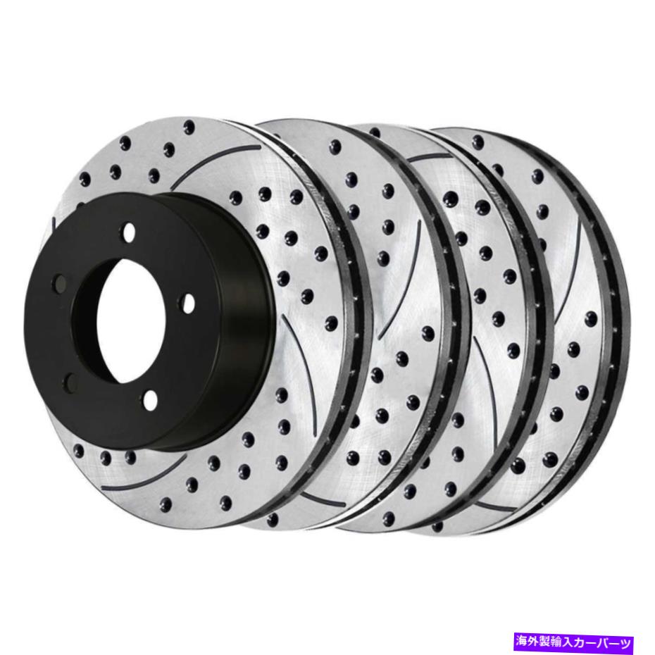 brake disc rotor 2008-2011 2012 2013日産ローグフロントリアドリルスロットブレーキローター For 2008-2011 2012 2013 Nissan Rogue Front Rear Drilled Slotted Brake Rotors【並行輸入品】