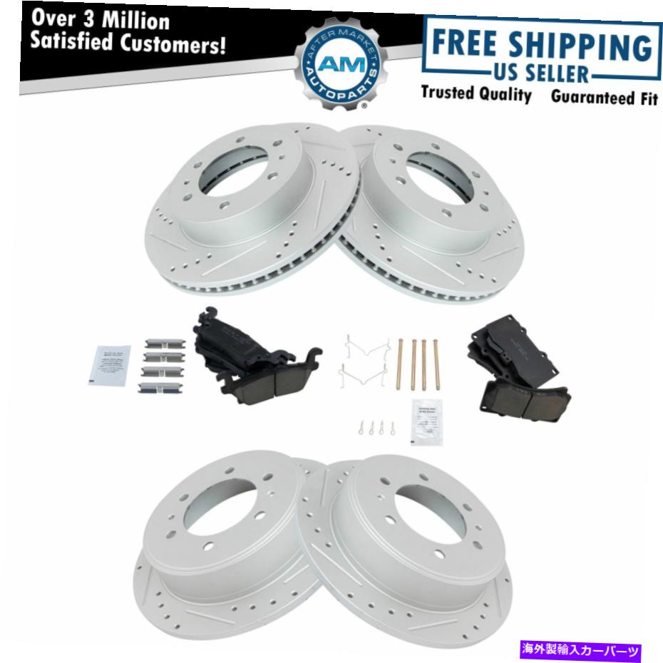 brake disc rotor パフォーマンスブレーキロータードリルスロット＆セラミックパッドフロント＆リアキット Performance Brake Rotor Drilled Slotted & Ceramic Pad Front & Rear Kit【並行輸入品】