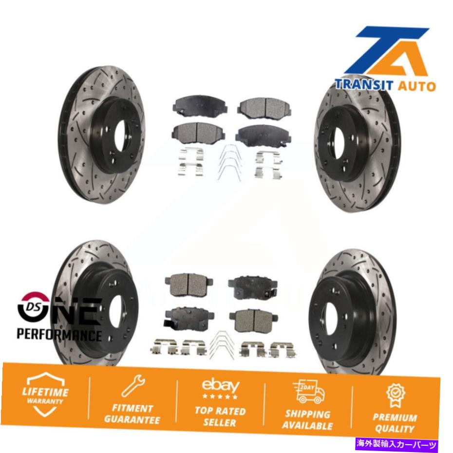 brake disc rotor ホンダアコード用のフロントリアコーティングドリルドディスクブレーキローターローターセラミックパッドキット Front Rear Coated Drilled Slot Disc Brake Rotor Ceramic Pad Kit For Honda Accord【並行輸入品】