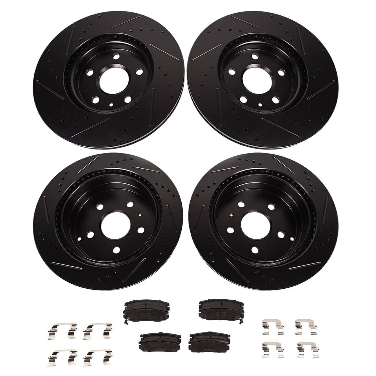 brake disc rotor 10-17 equinox 10-17地形のためのブラックドリルスロットブレーキローター +セラミックパッド Black Drill Slot Brake Rotors + Ceramic Pads For 10-17 Equinox 10-17 Terrain【並行輸入品】