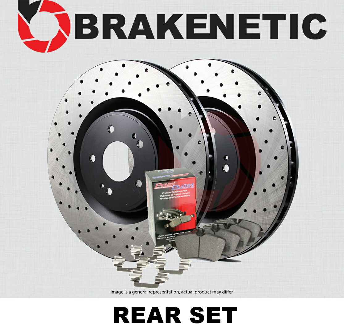 brake disc rotor リアプレミアムドリルブレーキローター + posi静かなセラミックパッド[w/brembo] bpk86042 REAR PREMIUM DRILLED Brake Rotors + POSI QUIET CERAMIC Pads [w/BREMBO] BPK86042【並行輸入品】