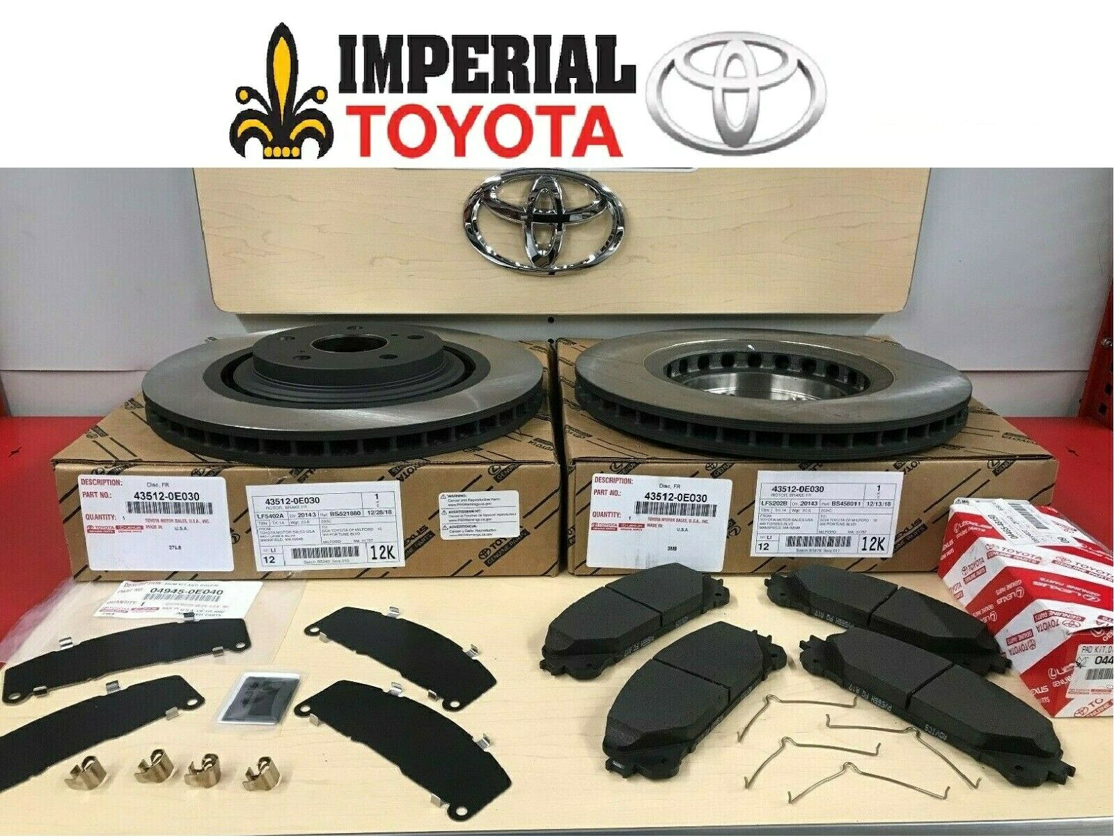 brake disc rotor 2008-2019トヨタハイランダーOEM本物のフロントブレーキローター、OEMパッド、OEMシム 2008-2019 TOYOTA HIGHLANDER OEM GENUINE FRONT BRAKE ROTORS, OEM PADS & OEM SHIMS【並行輸入品】