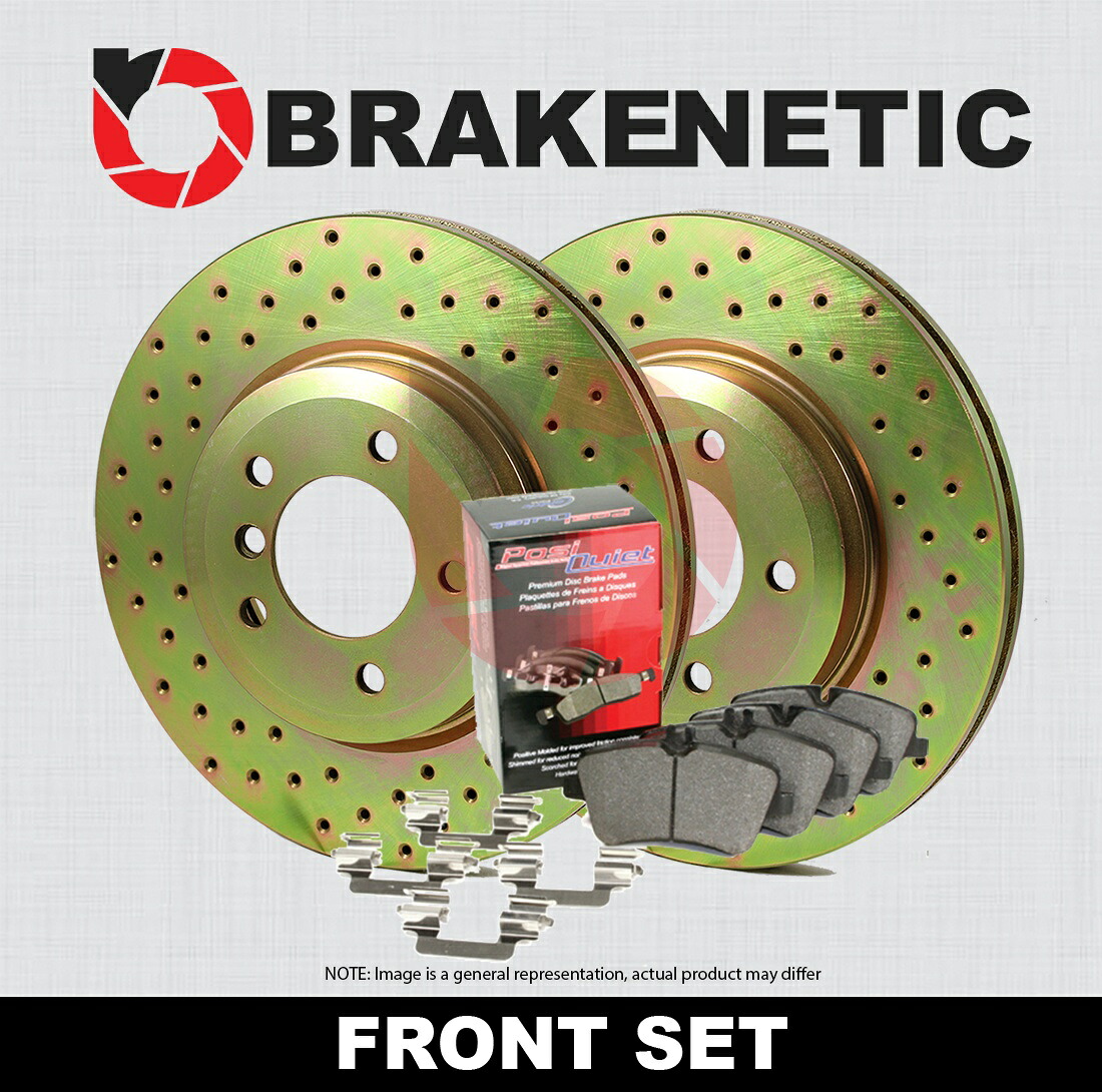 brake disc rotor フロントブローケネティックスポーツドリルドブレーキディスクローター + posi静かなパッドBSK80076 FRONT BRAKENETIC SPORT DRILLED Brake Disc Rotors + POSI QUIET Pads BSK80076【並行輸入品】