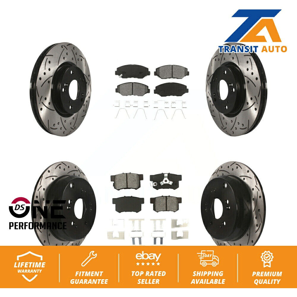 brake disc rotor 2005年から2006年のホンダCR-Vのフロントリアドリルスロットブレーキローターセミメタルパッドキット Front Rear Drill Slot Brake Rotor Semi-Metallic Pad Kit For 2005-2006 Honda CR-V【並行輸入品】