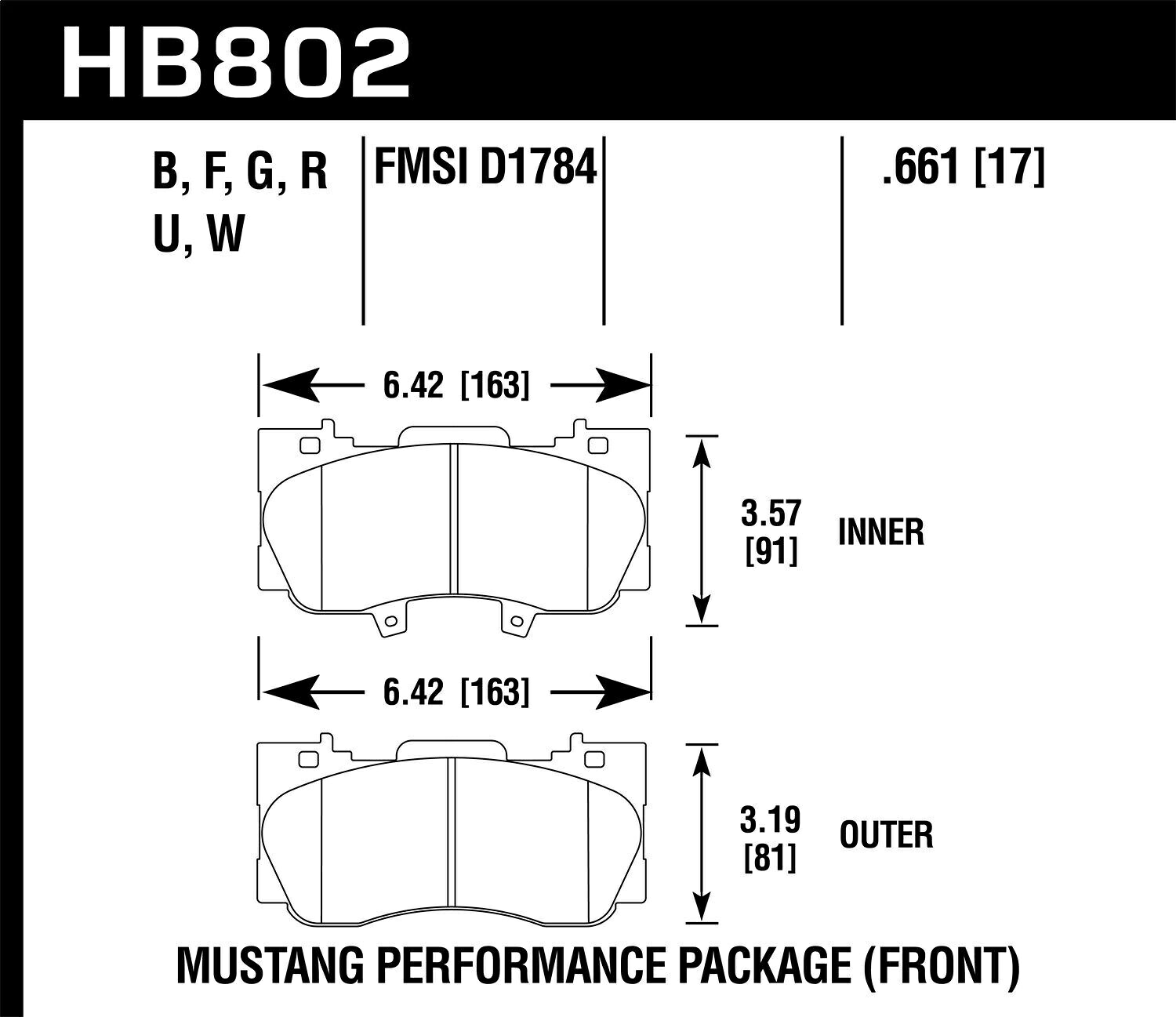 brake disc rotor ホークパフォーマンスHB802U.661 DTC-70ディスクブレーキパッドは15-19マスタングに適合します Hawk Performance HB802U.661 DTC-70 Disc Brake Pad Fits 15-19 Mustang【並行輸入品】