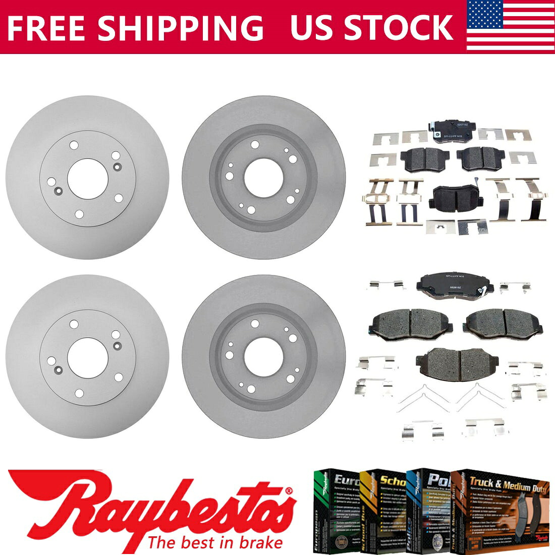 brake disc rotor Honda Accord 2005 2007フロントリアキットコーティングローターセラミックパッド-Raybestos Fits Honda Accord 2005 2007 Front Rear Kit Coated Rotors Ceramic Pads -Raybestos【並行輸入品】
