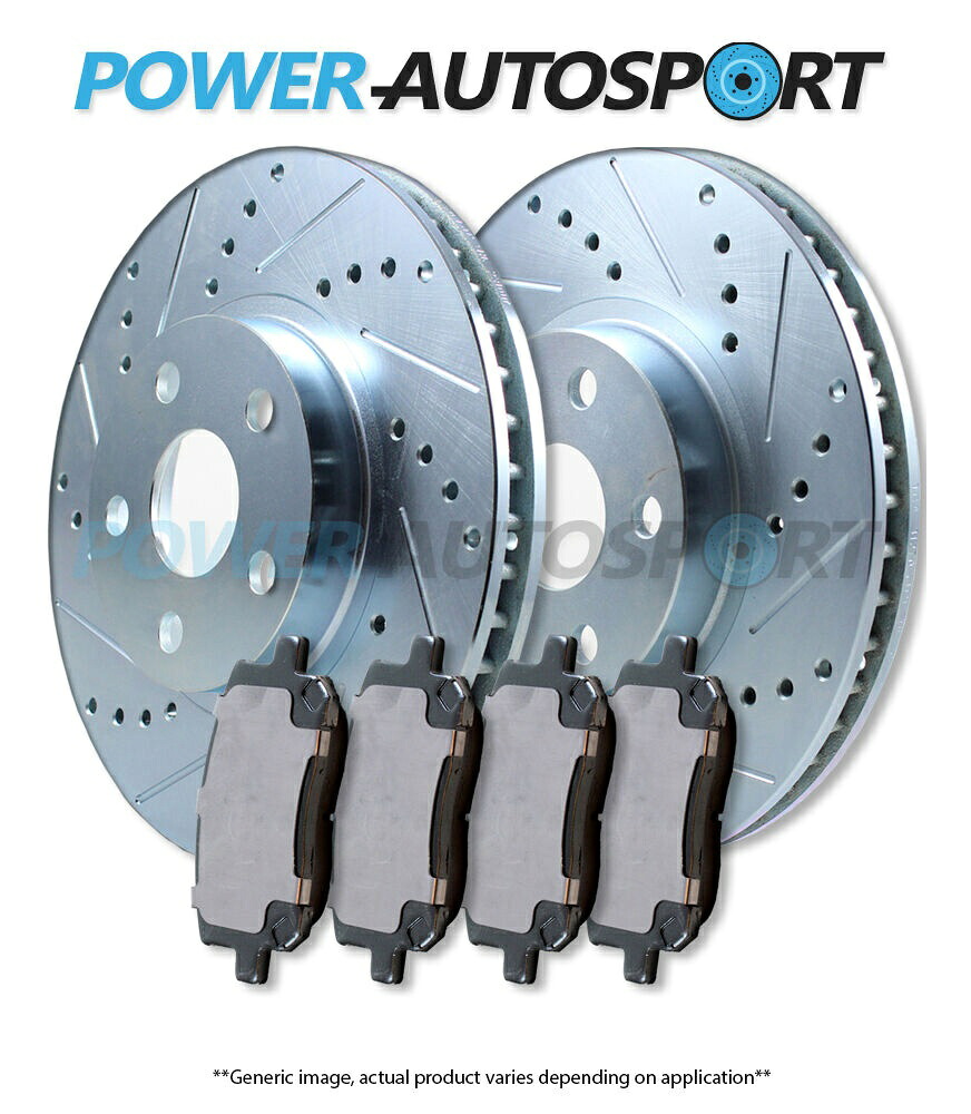 brake disc rotor （フロント）パワークロスドリルスロットスロットメッキブレーキディスクローター +パッド56761pk (FRONT) POWER CROSS DRILLED SLOTTED PLATED BRAKE DISC ROTORS + PADS 56761PK【並行輸入品】