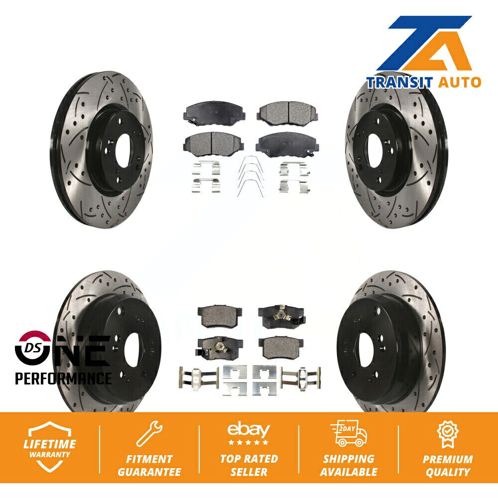 brake disc rotor 2005年から2006年のホンダCR-Vのフロントリアドリルスロットブレーキローターセミメタルパッドキット Front Rear Drill Slot Brake Rotor Semi-Metallic Pad Kit For 2005-2006 Honda CR-V【並行輸入品】