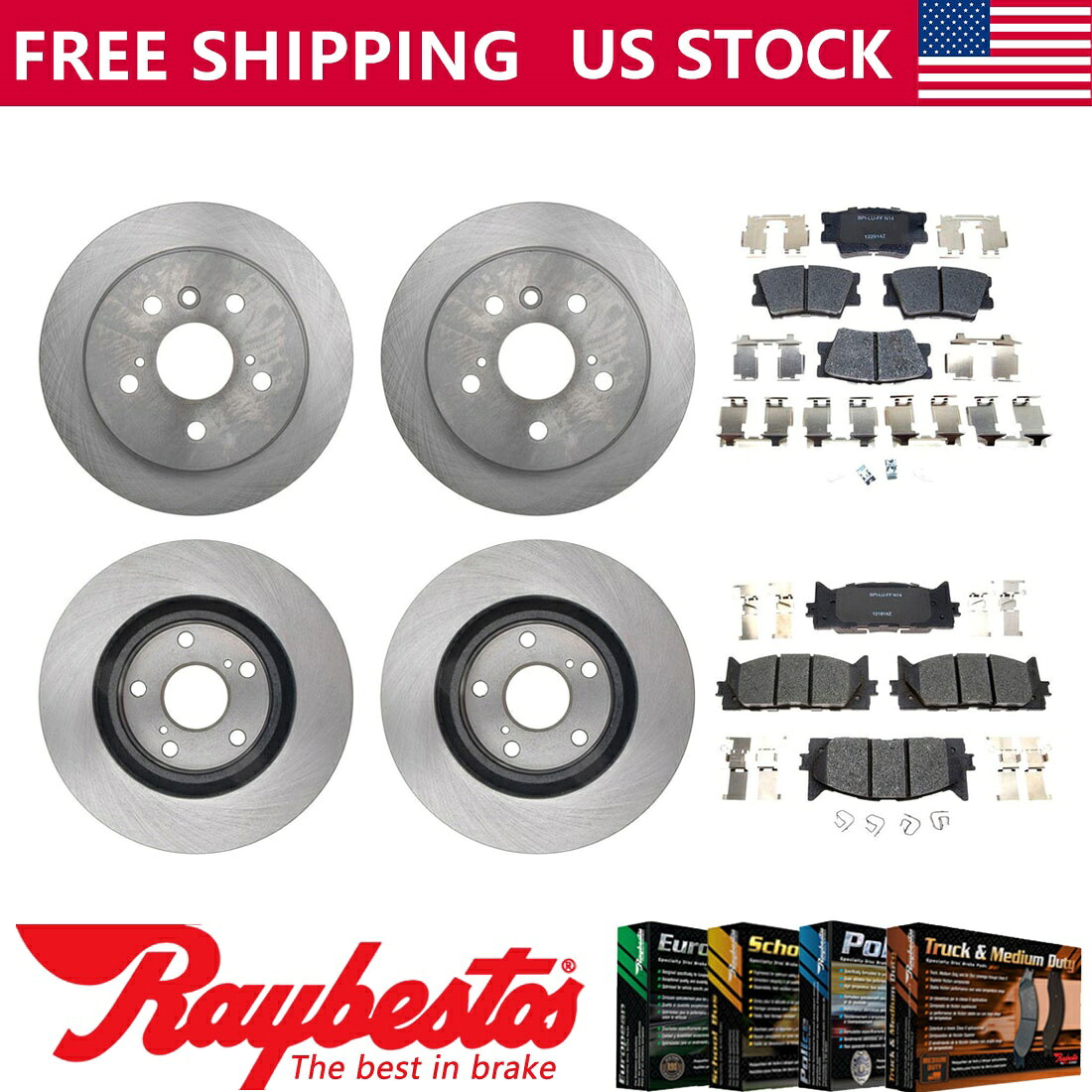 brake disc rotor 2011年トヨタカムリフロントリアブレーキローターとセラミックブレーキパッド - レイベスト For 2011 Toyota Camry Front Rear Brake Rotors & Ceramic Brake Pads - Raybestos【並行輸入品】