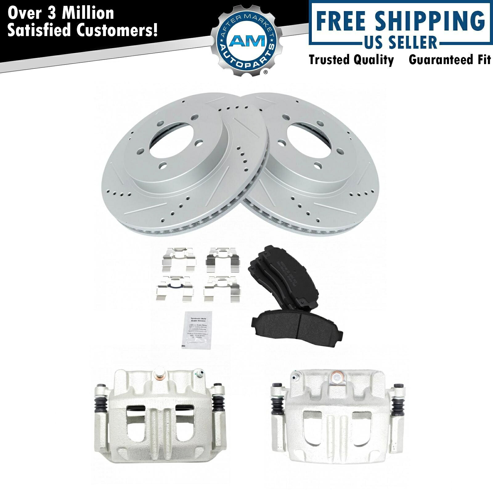 brake disc rotor エクスプローラー用のフロントメタリックブレーキパッドパフォーマンスローターとキャリパー Front Metallic Brake Pad Performance Rotor & Caliper for Explorer【並行輸入品】