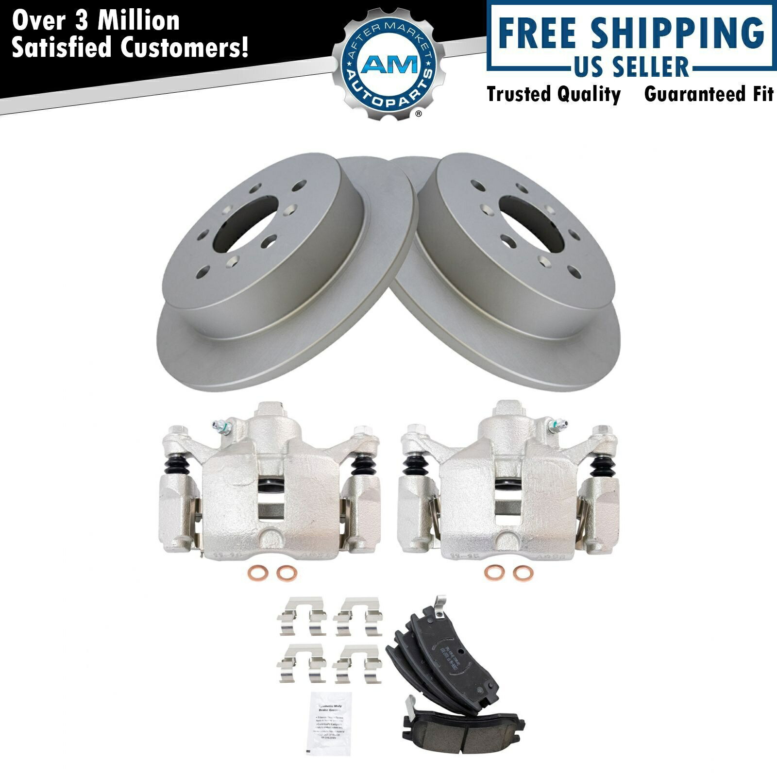 brake disc rotor ビュイックシボレー用のリアポシセラミックブレーキパッドコーティングローターとキャリパーキット Rear Posi Ceramic Brake Pad Coated Rotor & Caliper Kit for Buick Chevy【並行輸入品】