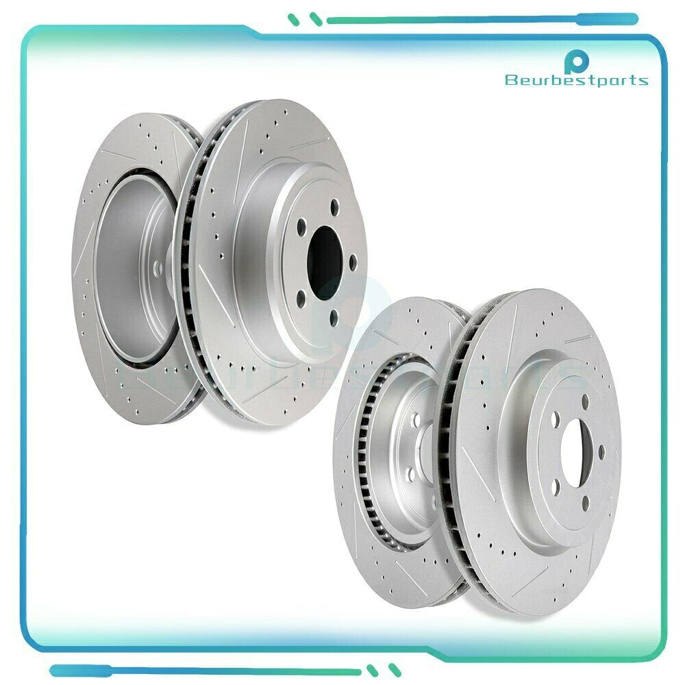 brake disc rotor ダッジマグナムクライスラー300フロントとリア4ドリルスロットブレーキローターに適合する Fits Dodge Magnum Chrysler 300 Front And Rear 4 Drill Slot Brake Rotors【並行輸入品】