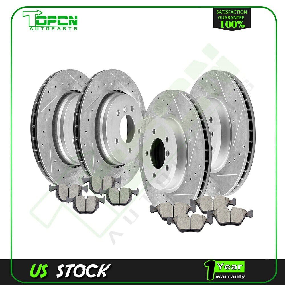 brake disc rotor フィット2000 01 02 03 04 05 06 07 BMW E46フロントブレーキローターセラミックパッド Fits 2000 01 02 03 04 05 06 07 BMW E46 Front And Rear Brake Rotors Ceramic Pads【並行輸入品】