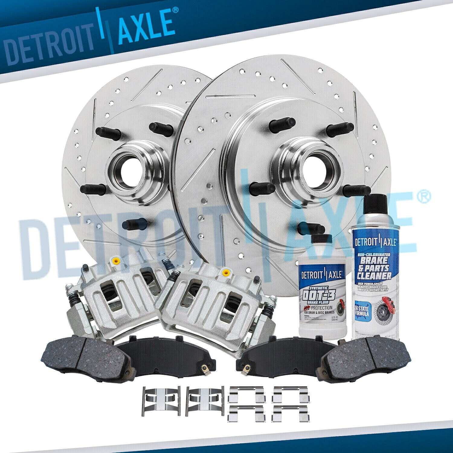 brake disc rotor フォードF-150リンカーンブラックウッド用の2WDフロントドリルローターとキャリパーブレーキパッド 2WD Front Drilled Rotors & Calipers Brake Pads for Ford F-150 Lincoln Blackwood【並行輸入品】