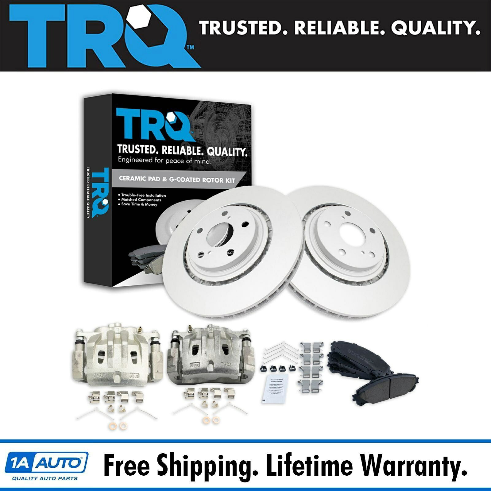brake disc rotor TRQフロントブレーキキャリパーセラミックパッドローターはレクサスRX350トヨタハイランダーに適合します TRQ Front Brake Calipers Ceramic Pads Rotors Fits Lexus RX350 Toyota Highlander【並行輸入品】