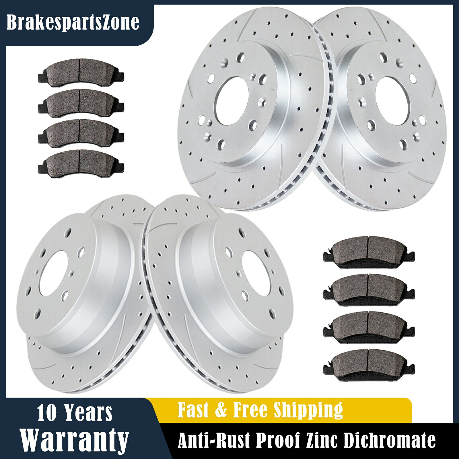 brake disc rotor シボレーシルバラード1500 330mmフロント345mmリアブレーキローターパッドキットに適しています Fit for Chevrolet Silverado 1500 330mm Front 345mm Rear Brake Rotors Pads Kit【並行輸入品】