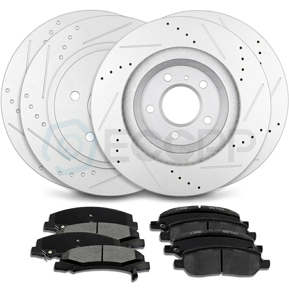 brake disc rotor キャデラックDTSベース4.6L 2006-2011用のセラミックブレーキパッドとローターフロントリア Ceramic Brake Pads And Rotors Front Rear For Cadillac DTS Base 4.6L 2006-2011【並行輸入品】