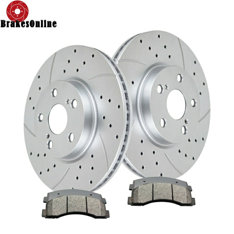 brake disc rotor トヨタアバロンのためのドリルスロット296mmフロントブレーキローターとパッド2008-2017 Drilled Slotted 296mm Front Brake Rotors and Pads for Toyota Avalon 2008-2017【並行輸入品】