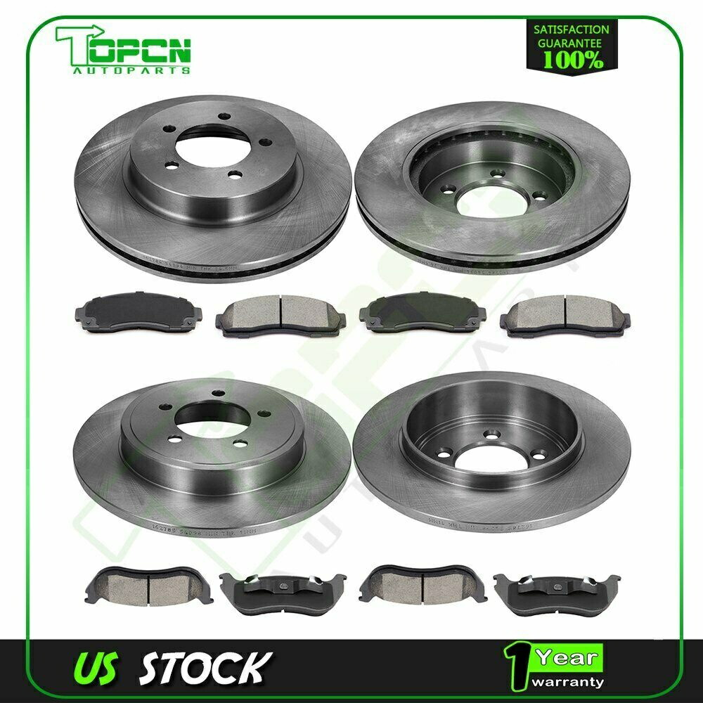 brake disc rotor 2002年から2005年のフォードエクスプローラー4.6Lフロントおよびリアセラミックブレーキパッドとディスクローター For 2002-2005 Ford Explorer 4.6L Front & Rear Ceramic Brake Pads And Disc Rotors【並行輸入品】