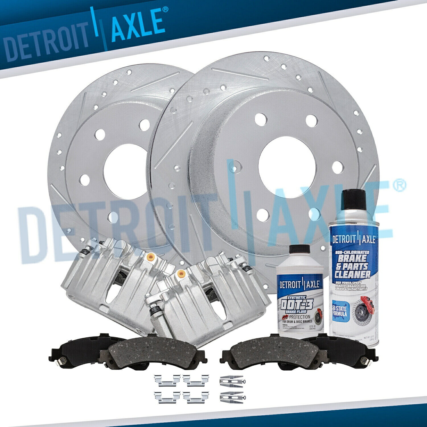 brake disc rotor シルバラードシエラ郊外1500ユーコン用のリアドリルローターとキャリパーブレーキパッド Rear Drilled Rotors &Calipers Brake Pad for Silverado Sierra Suburban 1500 Yukon【並行輸入品】