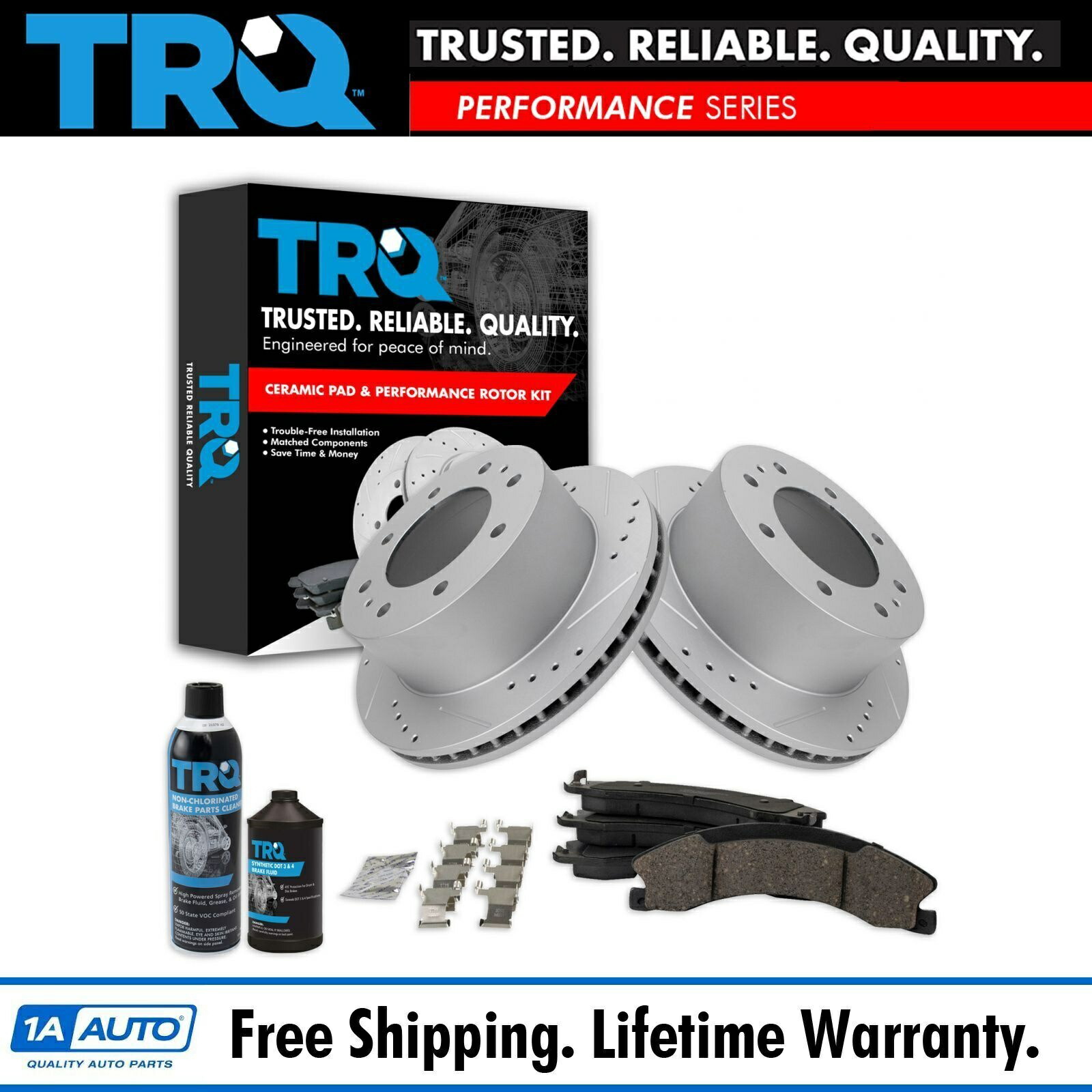 brake disc rotor TRQリアブレーキパッドドリルドローターは11-19シルバラード2500 3500郊外シエラ TRQ Rear Brake Pad Drilled Rotors Fits 11-19 Silverado 2500 3500 Suburban Sierra【並行輸入品】