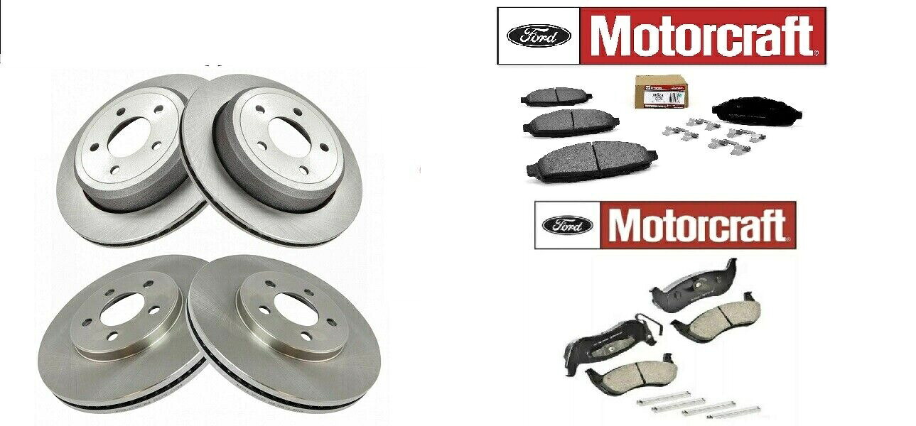 brake disc rotor フロント＆リアブレーキローターとモータークラフトフロント＆リアブレーキパッド03-2011クラウンヴィック Front & Rear Brake Rotors & Motorcraft Front & Rear Brake Pads 03-2011 Crown Vic【並行輸入品】