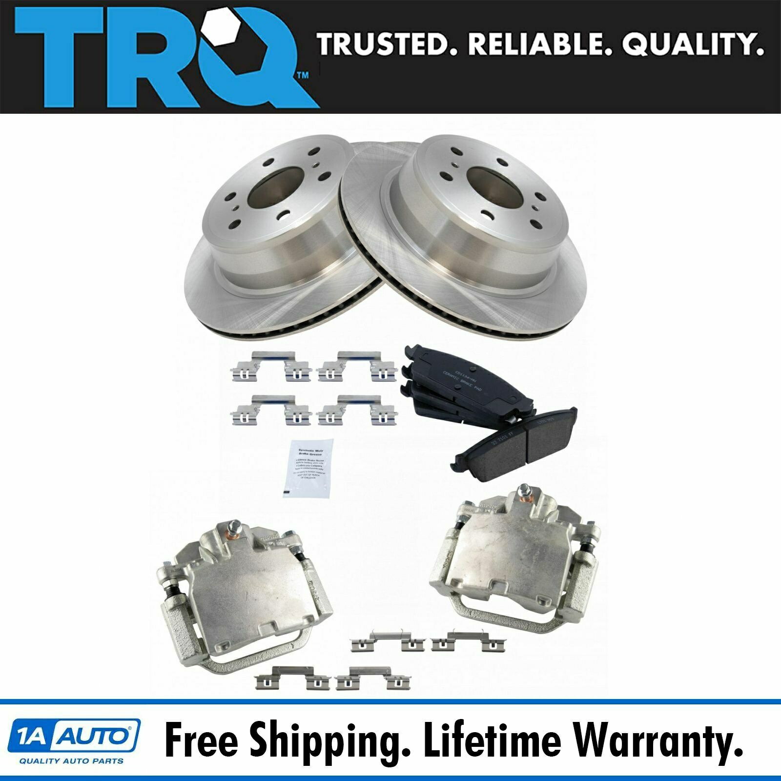 brake disc rotor TRQリアメタリックブレーキパッドローター＆キャリパーキットエスカレードシルバードタホ用 TRQ Rear Metallic Brake Pad Rotor & Caliper Kit for Escalade Silverado Tahoe【並行輸入品】