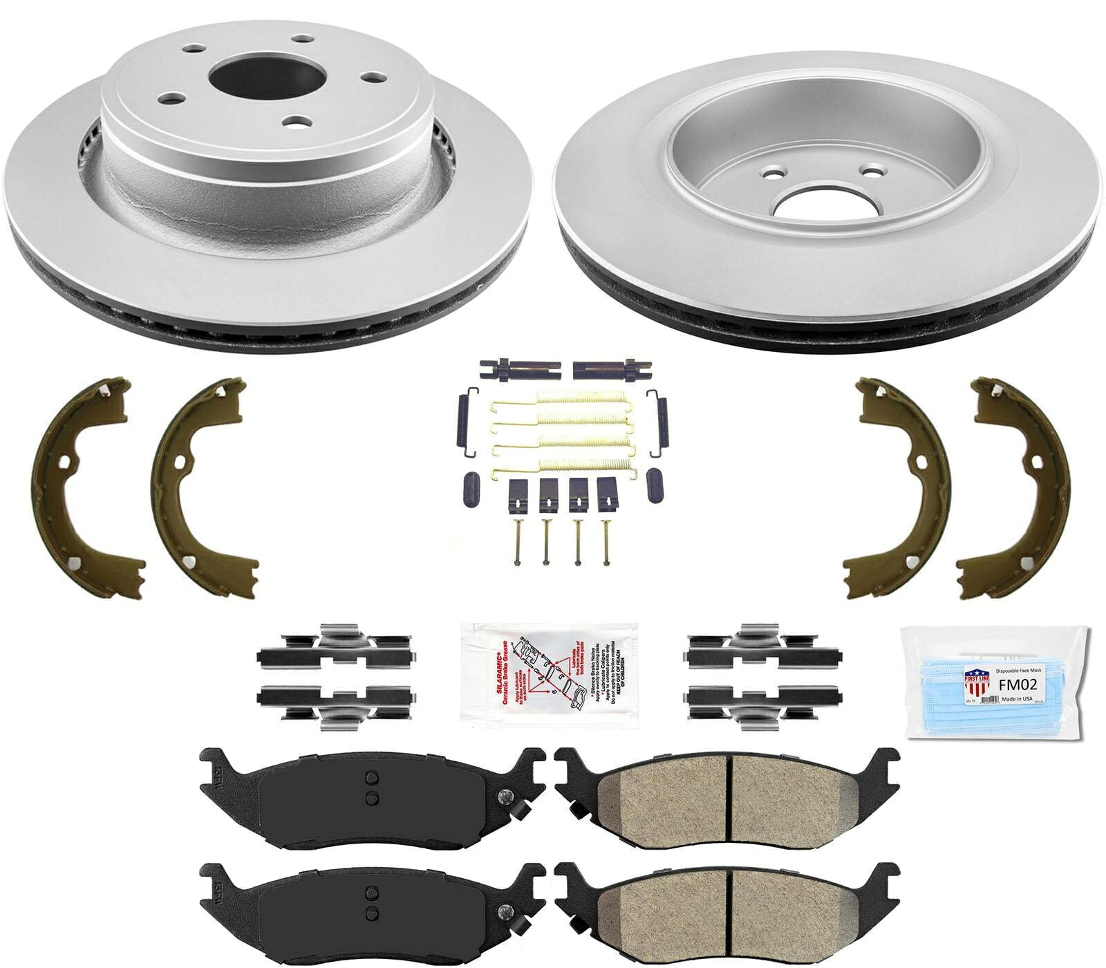 brake disc rotor リアコーティングディスクブレーキローターパッドハードウェアフィット2006-2018 RAM 1500 Rear Coated Disc Brake Rotors Pads Hardware Fits 2006-2018 Ram 1500【並行輸入品】