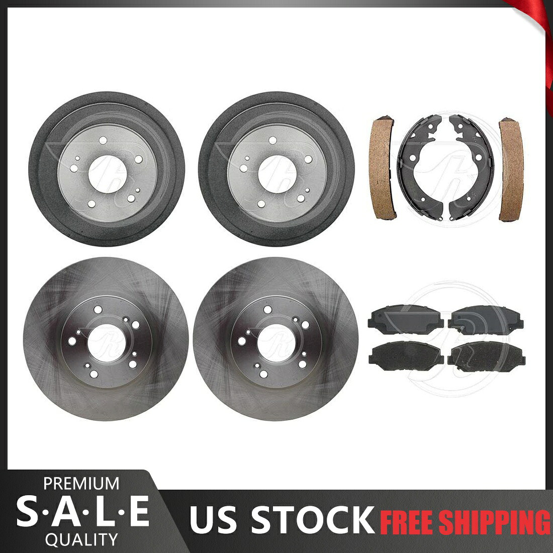brake disc rotor ホンダシビック2015フロントセラミックパッドとブレーキローターリアブレーキドラムと靴 For Honda Civic 2015 Front Ceramic Pads & Brake Rotors Rear Brake Drums & Shoes【並行輸入品】