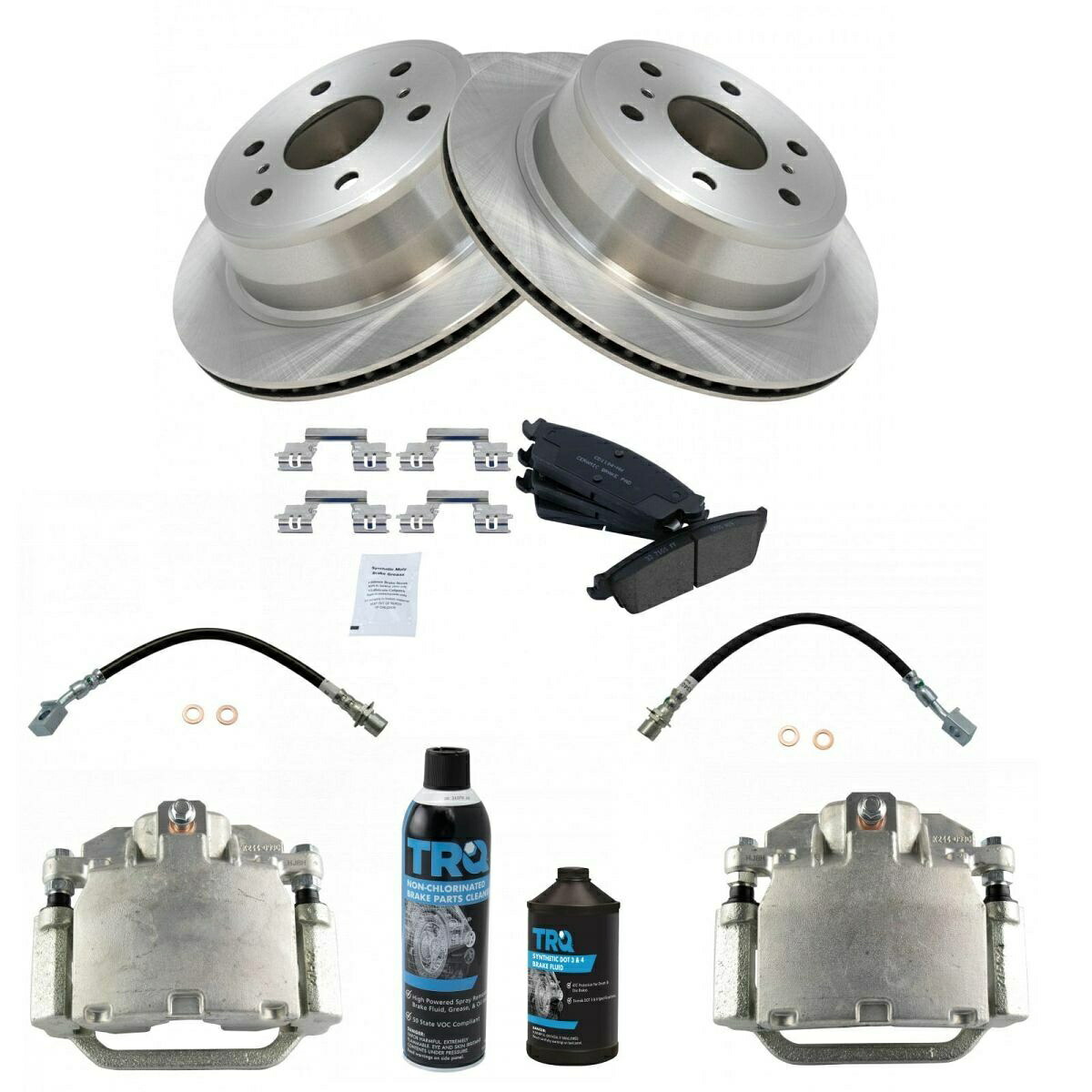 brake disc rotor リアセラミックブレーキパッドローターキャリパー＆ホースキットw/化学物質 Rear Ceramic Brake Pad Rotor Caliper & Hose Kit w/Chemicals【並行輸入品】