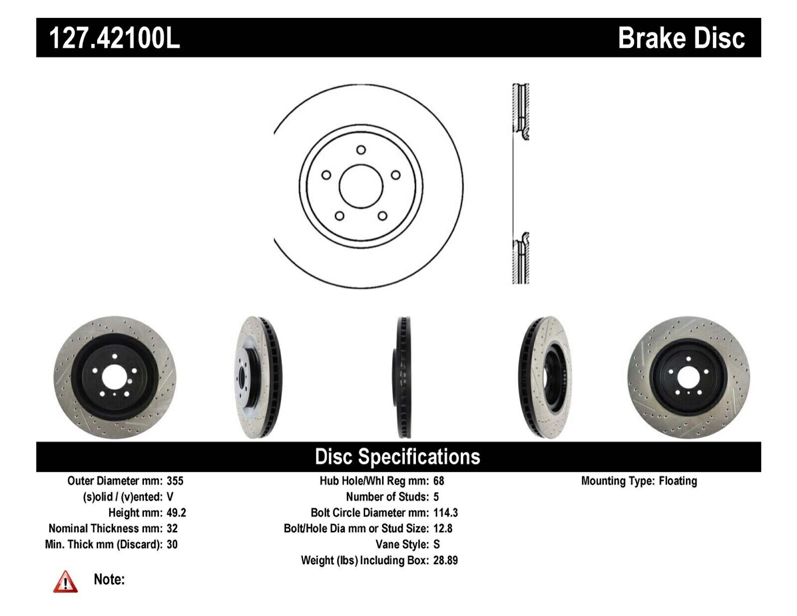 brake disc rotor 日産370z/infinitig37フロント左スロット＆ドリルローター127.42100Lの停止テック StopTech For Nissan 370Z/InfinitiG37 Front Left Slotted&Drilled Rotor 127.42100L【並行輸入品】