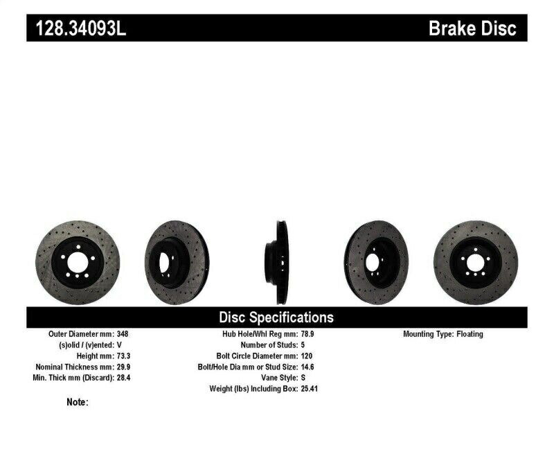 brake disc rotor STOPTECH FITS 07-10 BMW 335Iクロスドリル左フロントローター StopTech Fits 07-10 BMW 335i Cross Drilled Left Front Rotor【並行輸入品】