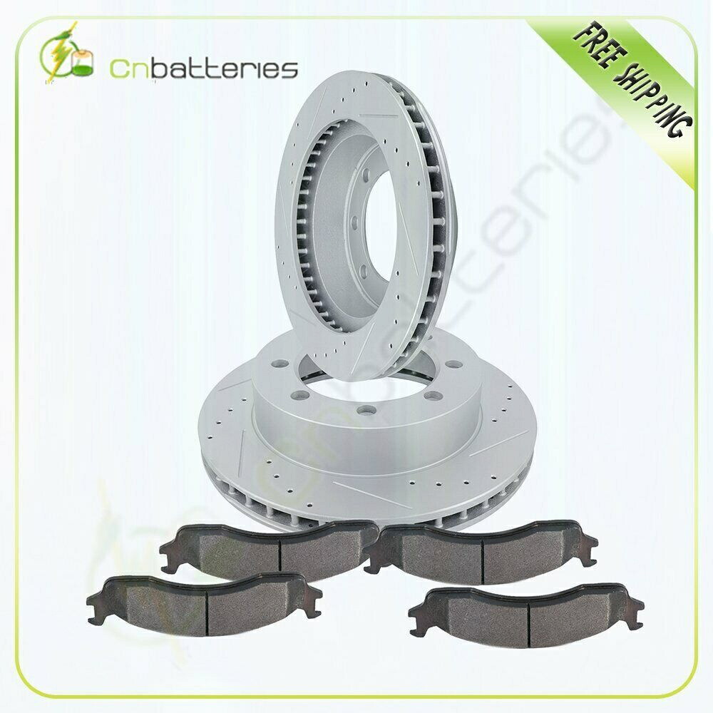 brake disc rotor FORD F-250 F-350 XLT XL LARIAT 1995-1999用のフロントブレーキローターとセラミックパッド Front Brake Rotors And Ceramic Pads For Ford F-250 F-350 XLT XL Lariat 1995-1999【並行輸入品】