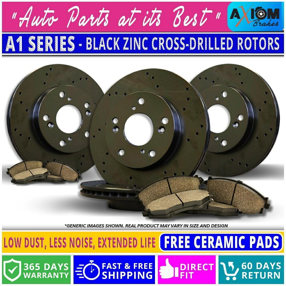 brake disc rotor （フロントリアキット）黒いアンチラストドリルドリル-4ブレーキローターと8セラミックブレーキパッド (Front- Rear Kit) Black Anti-Rust Drilled -4 Brake Rotors & 8 Ceramic Brake Pads【並行輸入品】｜Us Custom Parts Shop USDM