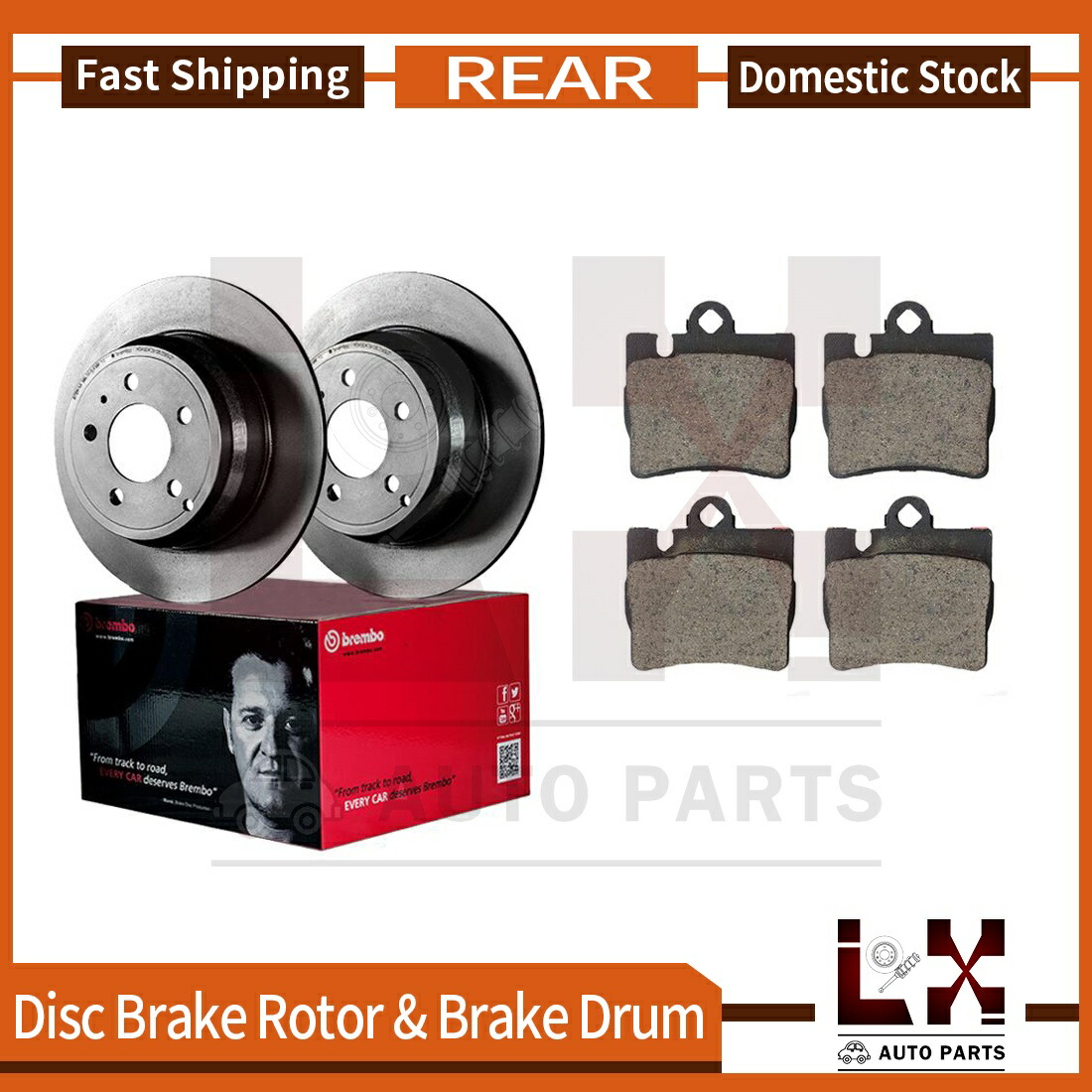 brake disc rotor 2000年から2002年のメルセデスベンツCL500用のブレンボリアブレーキローターとセラミックブレーキパッド Brembo Rear Brake Rotors & Ceramic Brake Pads For 2000-2002 Mercedes-Benz CL500【並行輸入品】