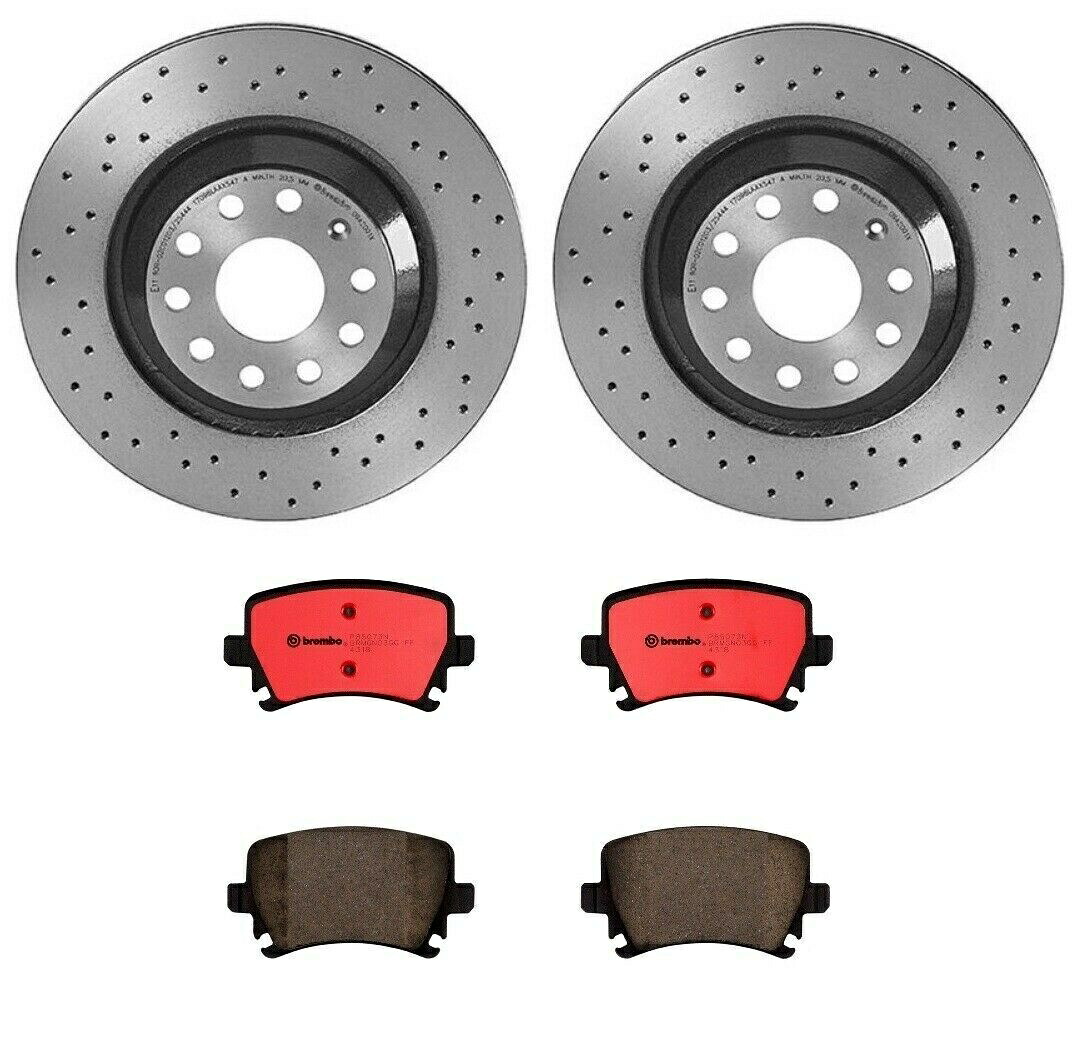 brake disc rotor ブレンボXtraリアブレーキキットドリルドディスクローターアウディTT VW GTI用セラミックパッド Brembo Xtra Rear Brake Kit Drilled Disc Rotors Ceramic Pads for Audi TT VW GTI【並行輸入品】