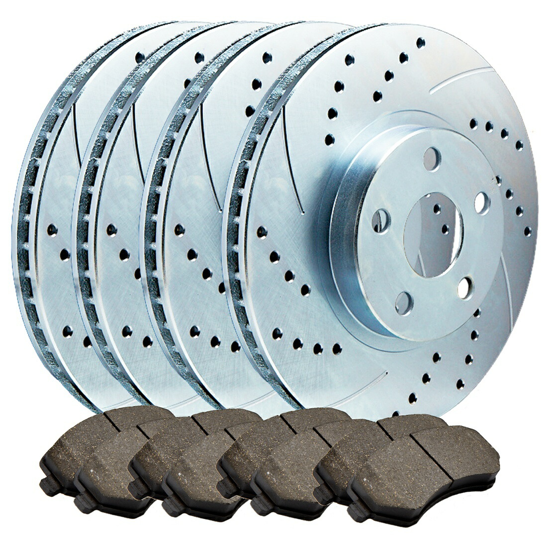 brake disc rotor F+Rダブルドリルスロットスロット亜鉛コーティングプレミアムローターW/セラミックパッドATL046895 F+R Double Drilled Slotted Zinc Coated Premium Rotors w/Ceramic Pads ATL046895【並行輸入品】 69,333円