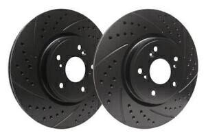 brake disc rotor SPPブラック340mm掘削されたスロット付きブレーキローター2010-16ヒュンダイジェネシスクーペ SPP Black 340mm Drilled Slotted Brake Rotors for 2010-16 Hyundai Genesis Coupe【並行輸入品】