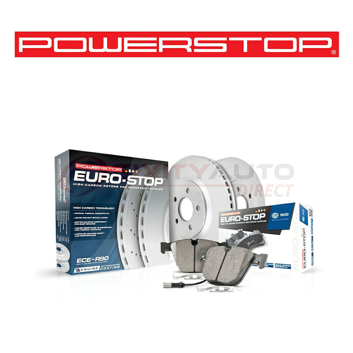brake disc rotor 2009年から2011年のAudi A4 1.8L 2.0L DWの電力停止EuroStopディスクブレーキパッド＆ローター Power Stop EuroStop Disc Brake Pads & Rotor for 2009-2011 Audi A4 1.8L 2.0L dw【並行輸入品】