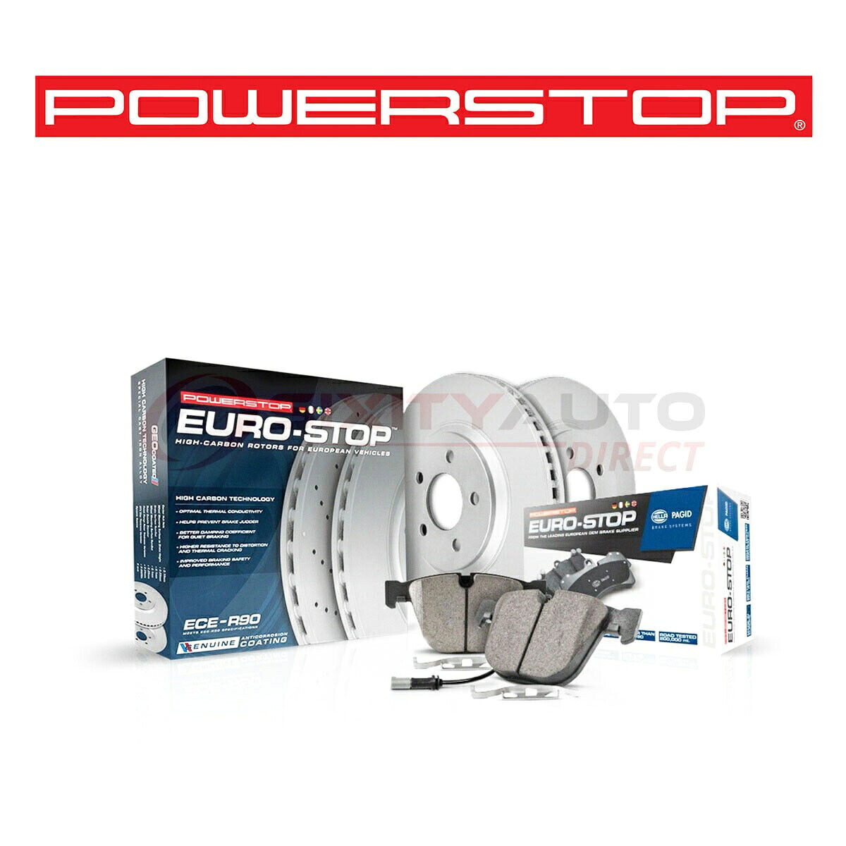 brake disc rotor 2009年から2011年のAudi Q5 2.0l 3.0l BHのパワーストップEuroStopディスクブレーキパッドとローター Power Stop EuroStop Disc Brake Pads & Rotor for 2009-2011 Audi Q5 2.0L 3.0L bh【並行輸入品】