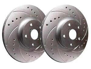 brake disc rotor SPPシルバー340mmドリルドロットブレーキローター2010-16ヒュンダイジェネシスクーペ SPP Silver 340mm Drilled Slotted Brake Rotors for 2010-16 Hyundai Genesis Coupe【並行輸入品】